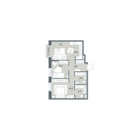 Планировка трехкомнатной(квартира) площадью 58.1 квадратных метров в “ЖК Станиславский”