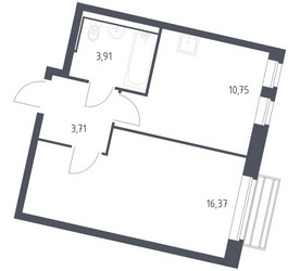 Планировка однокомнатной(квартира) площадью 34.1 квадратных метров в ЖК “ЖК Рублевский Квартал”