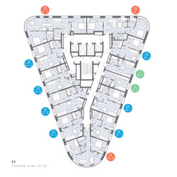 Планировка 4+ комнатной(квартира) площадью 82.8 квадратных метров в ЖК “ЖК Родина Переделкино”