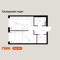 Планировка однокомнатной(квартира) площадью 36.1 квадратных метров в “ЖК Саларьево парк”