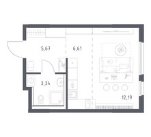 Планировка студии(квартира) площадью 27.81 квадратных метров в “ЖК Пригород Лесное”