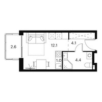 Планировка студии(апартаменты) площадью 24.2 квадратных метров в “ЖК Аквилон Signal (Аквилон Сигнал)”