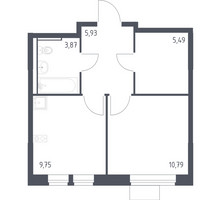 Планировка однокомнатной(квартира) площадью 35.83 квадратных метров в “ЖК Молжаниново”