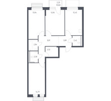 Планировка трехкомнатной(квартира) площадью 78.3 квадратных метров в “ЖК Рублевский Квартал”