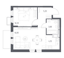 Планировка однокомнатной(квартира) площадью 40.37 квадратных метров в “ЖК Большое Путилково”