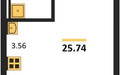 Планировка студии(квартира) площадью 25.74 квадратных метров в “ЖК Квартал Строгино”