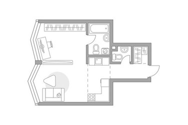 Планировка однокомнатной(квартира) площадью 41.82 квадратных метров в ЖК “ЖК Мневники от Гранель”