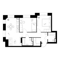 Планировка двухкомнатной(квартира) площадью 61.8 квадратных метров в “ЖК Онежский вал”