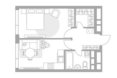 Планировка однокомнатной(квартира) площадью 40.04 квадратных метров в ЖК “ЖК Нижегородская от Гранель”