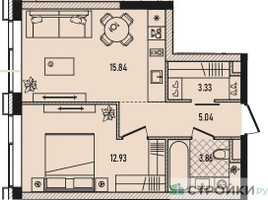 Планировка однокомнатной(квартира) площадью 41.2 квадратных метров в “ЖК Republic (Репаблик)”