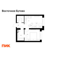 Планировка однокомнатной(квартира) площадью 35 квадратных метров в “ЖК Восточное Бутово”
