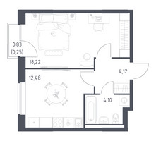 Планировка однокомнатной(квартира) площадью 39.17 квадратных метров в “ЖК Новое Видное”