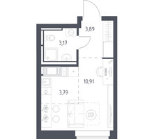 Планировка студии(квартира) площадью 21.76 квадратных метров в “ЖК Большое Путилково”