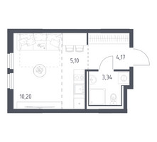 Планировка студии(квартира) площадью 22.81 квадратных метров в “ЖК Пригород Лесное”