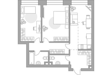 Планировка двухкомнатной(квартира) площадью 68.68 квадратных метров в ЖК “ЖК Павелецкая от Гранель”