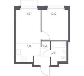Планировка однокомнатной(квартира) площадью 32.93 квадратных метров в ЖК “ЖК Новое Внуково”