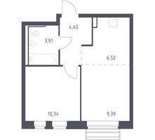Планировка однокомнатной(квартира) площадью 34.3 квадратных метров в “ЖК Рублевский Квартал”