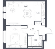 Планировка однокомнатной(квартира) площадью 41.29 квадратных метров в “ЖК Большое Путилково”