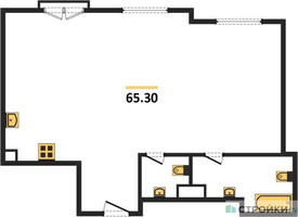 Планировка двухкомнатной(квартира) площадью 65.3 квадратных метров в “ЖК Дом Достижение”