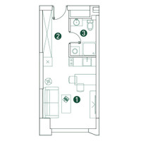 Планировка студии(квартира) площадью 26.2 квадратных метров в “ЖК Вэри на Ботанической”