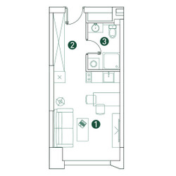 Планировка студии(квартира) площадью 26.2 квадратных метров в ЖК “ЖК Вэри на Ботанической”