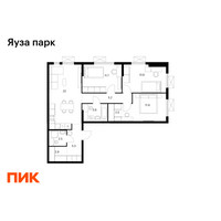 Планировка трехкомнатной(квартира) площадью 80.2 квадратных метров в “ЖК Яуза Парк (Мытищи)”