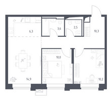 Планировка двухкомнатной(квартира) площадью 57.85 квадратных метров в “ЖК Верейская 41”
