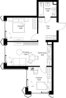 Планировка двухкомнатной(квартира) площадью 54.8 квадратных метров в “ЖК СЕТ”