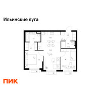 Планировка двухкомнатной(квартира) площадью 57.7 квадратных метров в “ЖК Ильинские луга”