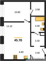 Планировка однокомнатной(квартира) площадью 45.7 квадратных метров в “Жилые кварталы Белый Град”
