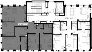 Планировка 4+ комнатной(квартира) площадью 113.4 квадратных метров в “ЖК SET (Сет)”