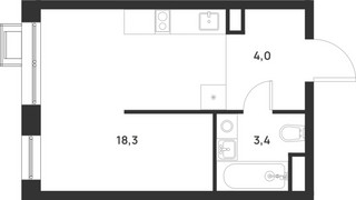 Планировка студии(квартира) площадью 25.7 квадратных метров в “ЖК Форевиль”