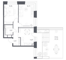 Планировка двухкомнатной(квартира) площадью 62.83 квадратных метров в “ЖК Верейская 41”