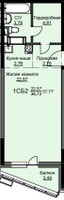 Планировка студии(квартира) площадью 38.1 квадратных метров в “ЖК Соболевка”