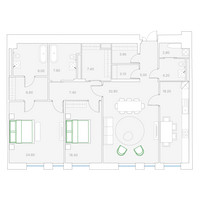 Планировка двухкомнатной(квартира) площадью 148.1 квадратных метров в “ЖК Клубный дом Duo (Дуо)”