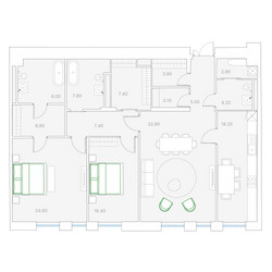 Планировка двухкомнатной(квартира) площадью 148.1 квадратных метров в ЖК “ЖК Клубный дом Duo (Дуо)”