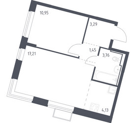 Планировка однокомнатной(квартира) площадью 40.79 квадратных метров в ЖК “ЖК Молжаниново”