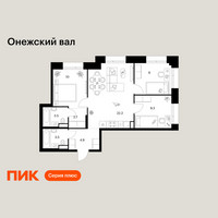 Планировка трехкомнатной(квартира) площадью 65.1 квадратных метров в “ЖК Онежский вал”