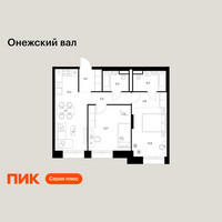 Планировка двухкомнатной(квартира) площадью 61.3 квадратных метров в “ЖК Онежский вал”
