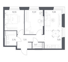 Планировка двухкомнатной(квартира) площадью 51.01 квадратных метров в “ЖК Квартал Строгино”