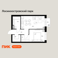 Планировка однокомнатной(квартира) площадью 38.4 квадратных метров в “ЖК Лосиноостровский парк”