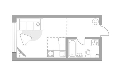 Планировка студии(квартира) площадью 25.76 квадратных метров в ЖК “ЖК Тринити”