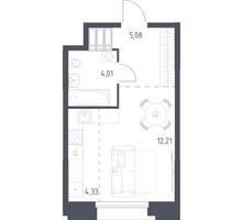 Планировка студии(апартаменты) площадью 25.63 квадратных метров в “ЖК Апарт-отель Тропарево парк”