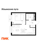 Планировка однокомнатной(квартира) площадью 34.19 квадратных метров в “ЖК Ильинские луга”