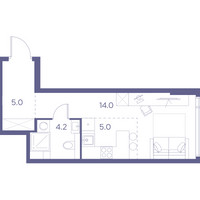 Планировка студии(квартира) площадью 28.2 квадратных метров в “ЖК THE LOT by Akvilon”
