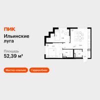 Планировка двухкомнатной(квартира) площадью 52.39 квадратных метров в “ЖК Ильинские луга”
