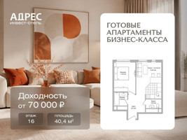Планировка двухкомнатной(апартаменты) площадью 40.4 квадратных метров в “Инвест-отель Адрес”