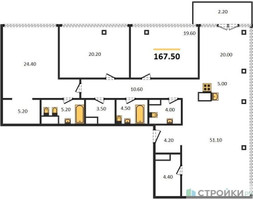 Планировка трехкомнатной(квартира) площадью 167.5 квадратных метров в “ЖК Собрание клубных домов West Garden (Вест Гарден)”