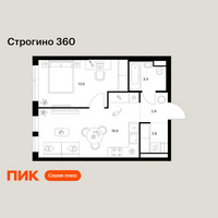 Планировка однокомнатной(квартира) площадью 41.5 квадратных метров в “ЖК Строгино 360”