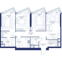 Планировка трехкомнатной(квартира) площадью 91.3 квадратных метров в “ЖК ХАЙДАУТ”
